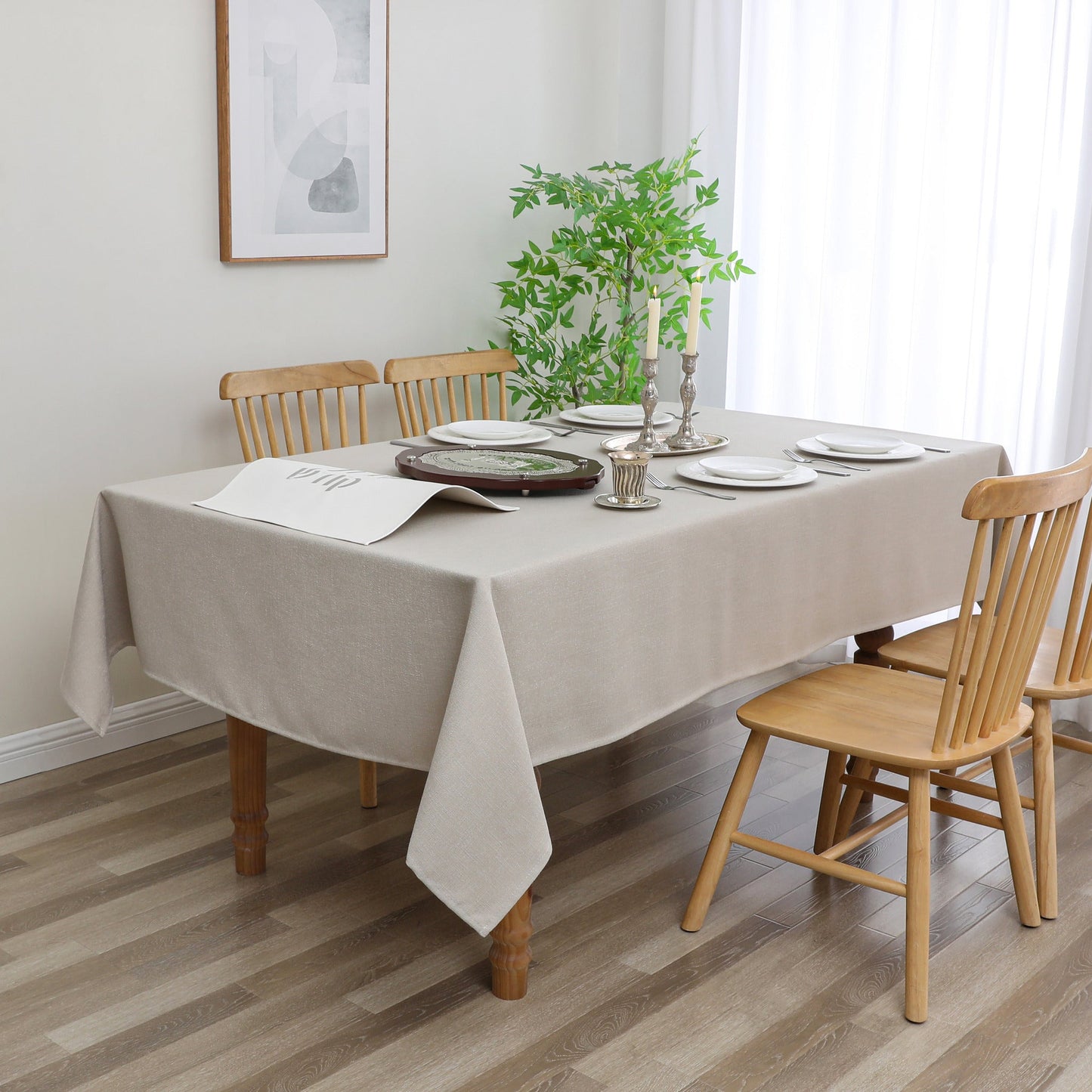 Tablecloth - Value Linen Look - Harvest Weave - Taupe #TC1805