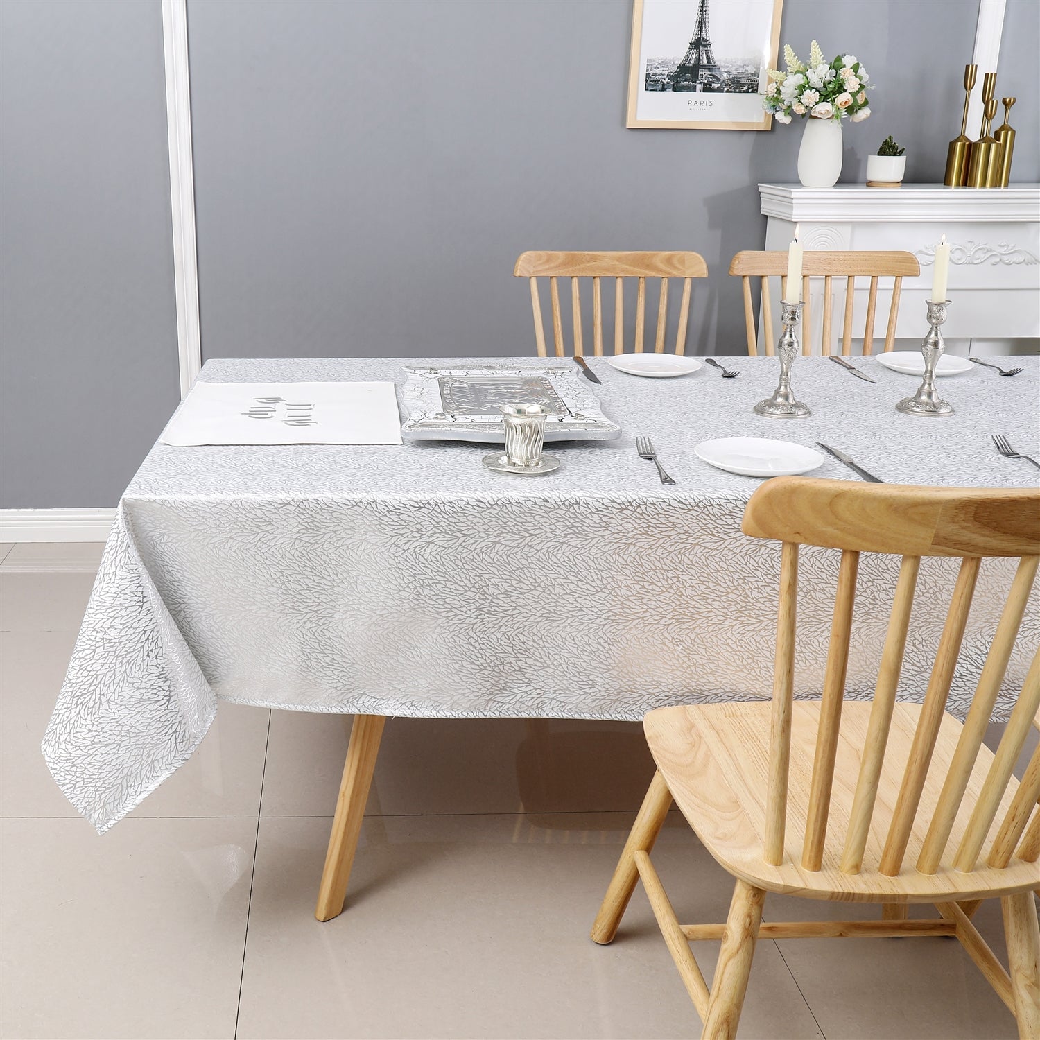 Madison Linen Jacquard Tablecloth - Thumbnail 2