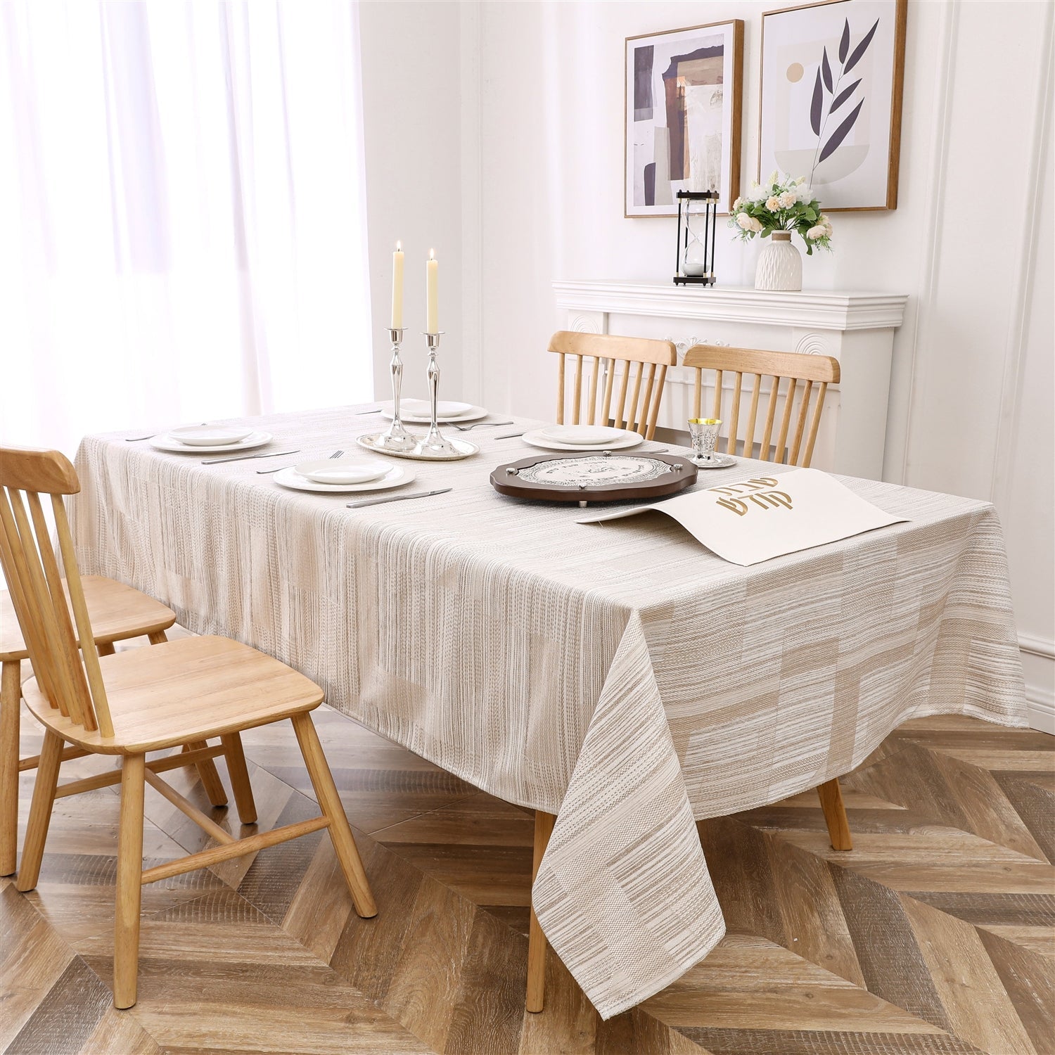 Madison Linen Jacquard Tablecloth - Thumbnail 4