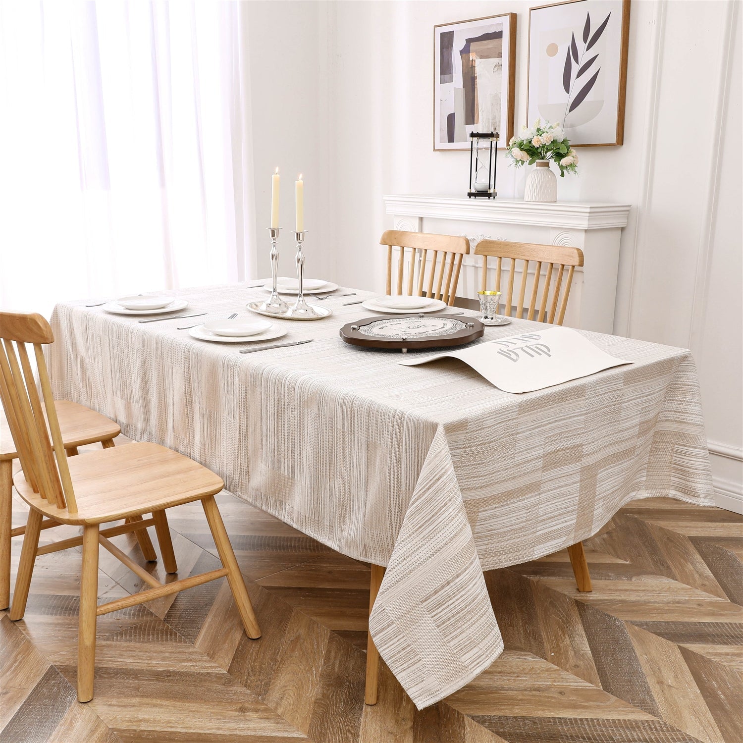 Madison Linen Jacquard Tablecloth - Thumbnail 5