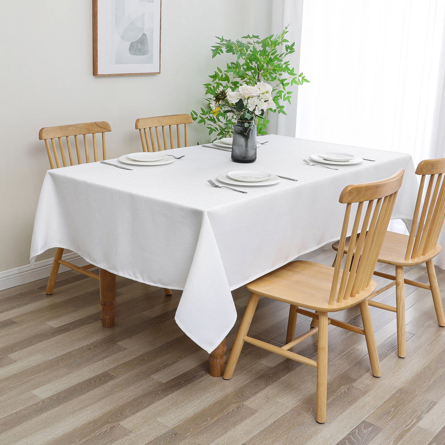Tablecloth - Value Linen Look - Harvest Weave - White #TC1800