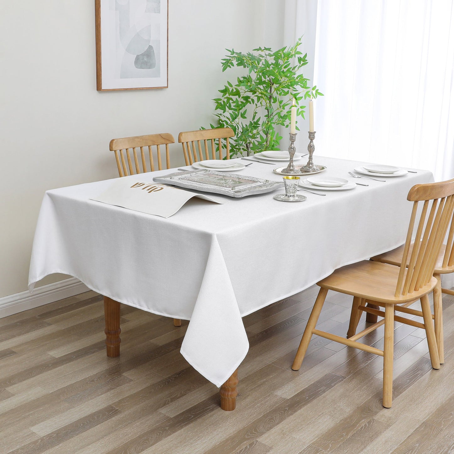 Tablecloth - Value Linen Look - Harvest Weave - White #TC1800