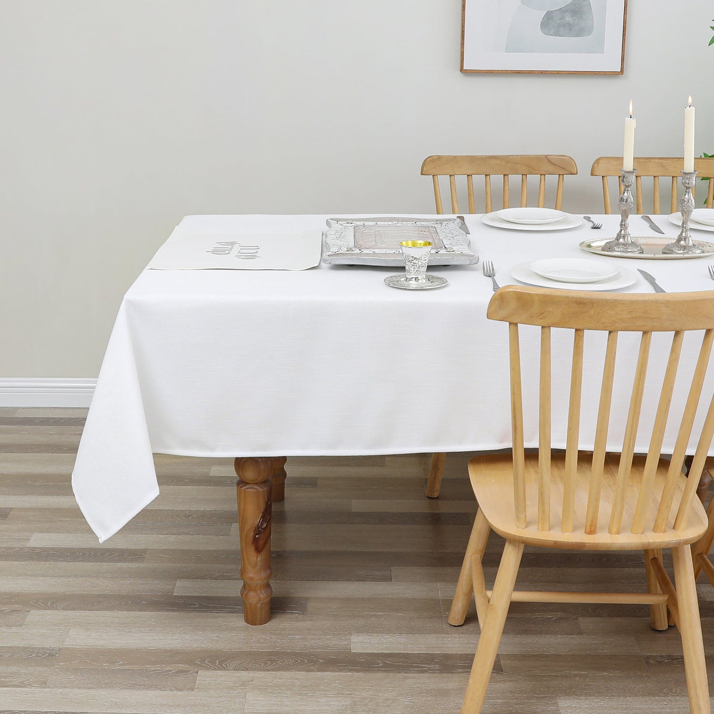 Tablecloth - Value Linen Look - Harvest Weave - White #TC1800