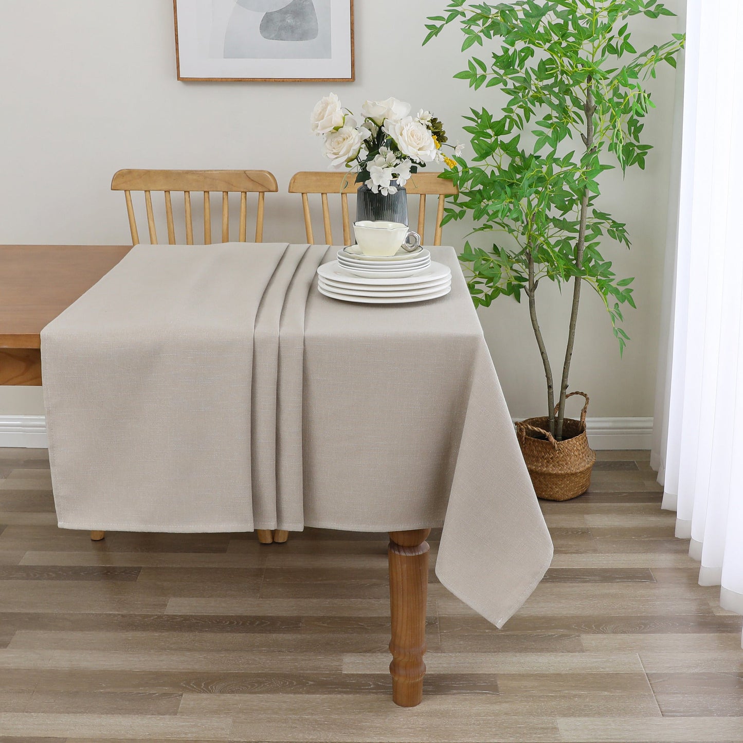 Tablecloth - Value Linen Look - Harvest Weave - Taupe #TC1805