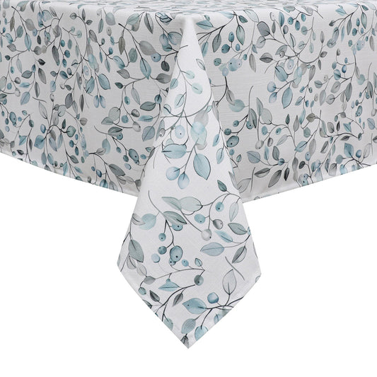 Tablecloth - Value Linen Look - Harvest Weave - Olives - Soft Green and Aqua #TC1808