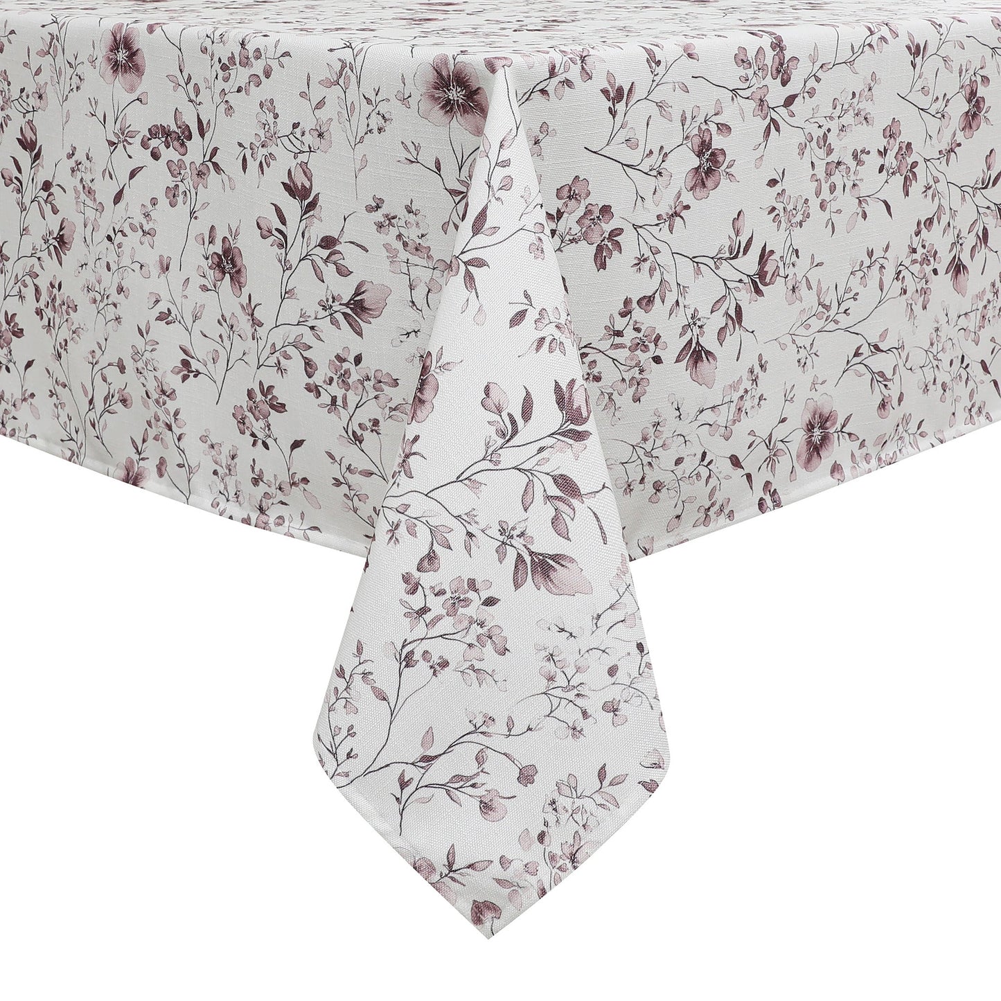 Tablecloth - Value Linen Look - Harvest Weave - Mauve Flowers #TC1809