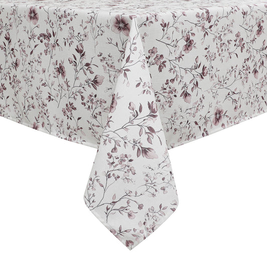 Tablecloth - Value Linen Look - Harvest Weave - Mauve Flowers #TC1809