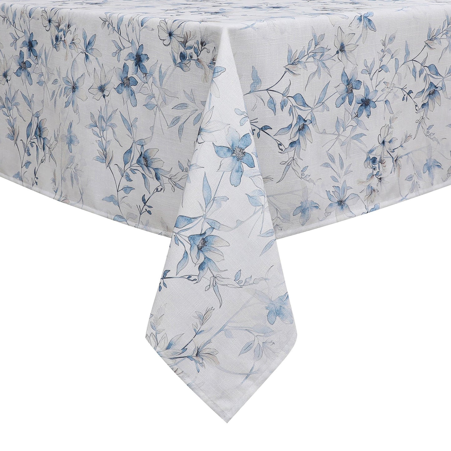 Tablecloth - Value Linen Look - Harvest Weave - Soft Blue Flowers #TC1810