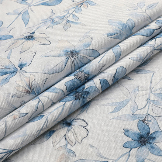 Tablecloth - Value Linen Look - Harvest Weave - Soft Blue Flowers #TC1810