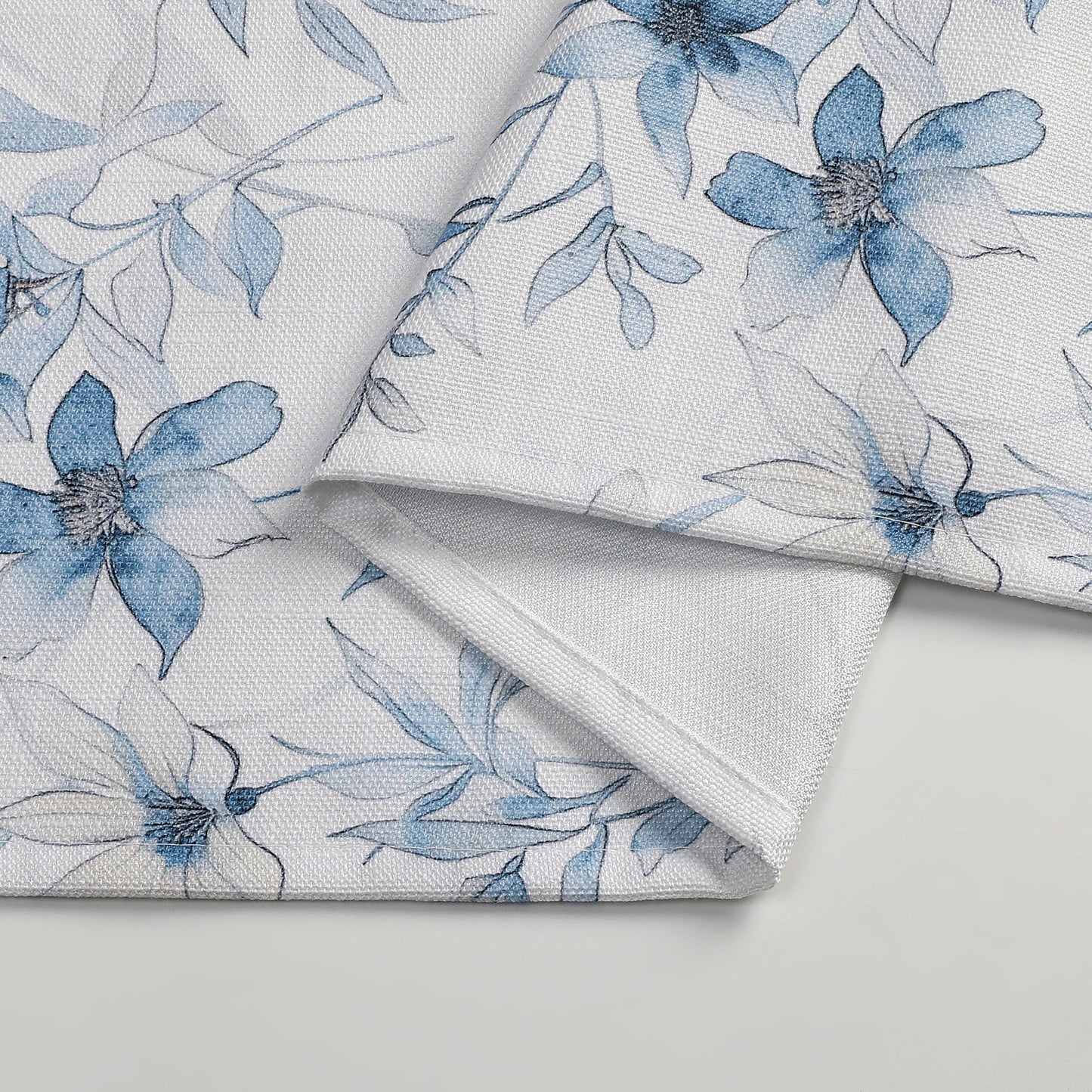 Tablecloth - Value Linen Look - Harvest Weave - Soft Blue Flowers #TC1810