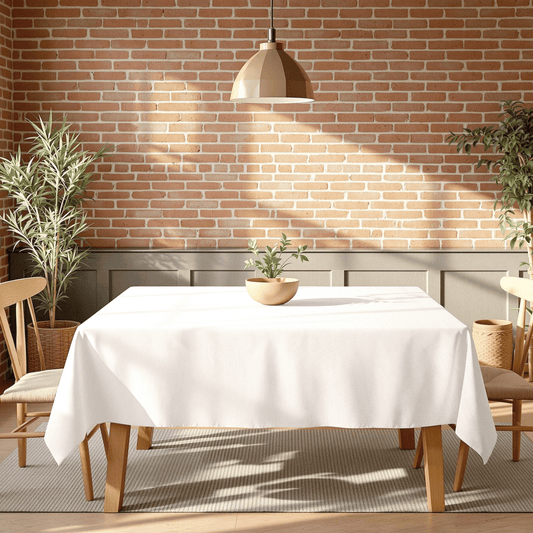 Tablecloth - Poly Floral - Woven White #TC9